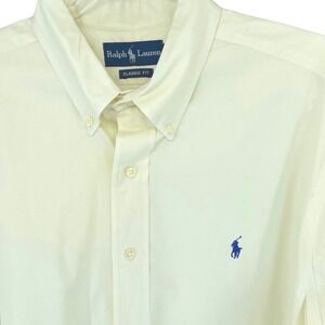 Ralph Lauren Classic Fit Long Sleeve Button Down Shirt Yellow Cream Mens XL